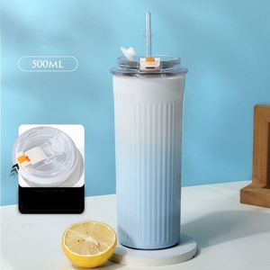 <b>Large</b> Capacity 316 Stainless Steel Thermal <b>Cup</b> for Women, Portable High-Beauty with Straw, Simple Dual-Drink Coffee <b>Cup</b> - Product Image 6