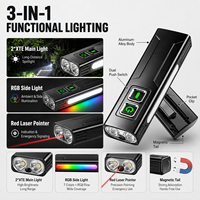 Linterna LED Multifunción X736 de Aleación de Aluminio IP44 con Luz Ambiental RGB, Puntero Láser Rojo, Base Magnética y Recargable Tipo-C