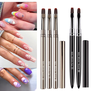 Pinceau à ongles en gel UV, tête ronde, tête plate, stylo de peinture, logo personnalisé, pinceau à ongles professionnel pour salon de manucure, vente en gros - Product Image 1
