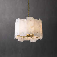Luminaire suspendu en marbre d'albâtre avec cadre en cuivre de forme ronde, lampe LED suspendue, blanc chaud, pour salon, restaurant, villa