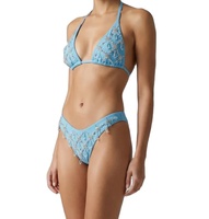 Groothandel OEM Custom Logo Snel Droogende Luxe Handgemaakte Geparelde Strass Halter Triangel Bikiniset Dames Zwemkleding