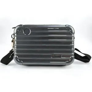 Custom Small Makeup Pouch Silver Hard Shell ABS Luggage Case Travel Waterproof ABS Cosmetic Storage Case