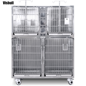 Hospital Veterinario gato perro de acero inoxidable cuidado de crianza jaula para mascotas con 4 bandejas móviles jaula para perro perrera personalizar - Product Image 1