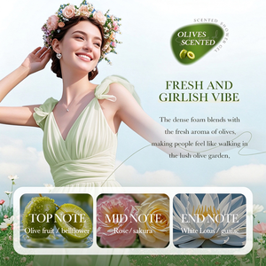 Gel de ducha perfumado con aroma floral para mujeres, con rosa, oliva y coco, suave, hidratante, refrescante, para el cuidado de la piel, marca privada. - Product Image 5