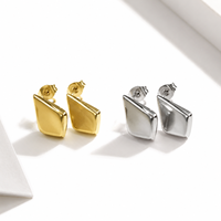 Boucles d'oreilles géométriques, acier inoxydable avec placage sous vide en or 14 carats, design asymétrique poli, options de couleurs or et argent