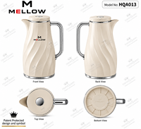 Carafe à café isotherme OEM 1,0 L, gris clair, avec revêtement en verre PP à motif spirale, finition bois, couvercle rond, pour distributeur