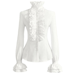 2023 nueva camisa plisada de <span class=keywords><strong>mujer</strong></span> euroamericana traje Medieval Steampunk Victorian Top - Product Image 2