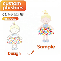 Poupée en tissu doux personnalisée, fille blonde, avec robe à carreaux colorée et unie, vente en gros, fabricant OEM ODM, cadeaux pour enfants