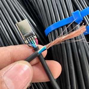 Cable de datos tipo C a tipo C de 0.5M, cable de carga rápida blindado de PVC para teléfono móvil, negro y blanco, con una sola cabeza niquelada - Product Image 3