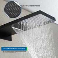 Système de douche mural thermostatique avec pommeau de douche pluie, cascade et brume pour salle de bain