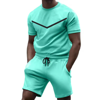 Ensemble sportif décontracté deux pièces pour homme, tricoté uni, respirant, short de sport, été, logo personnalisé