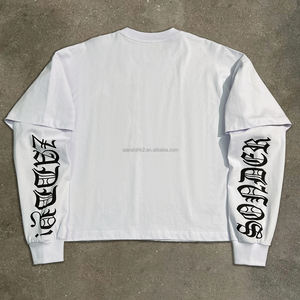 Camisetas Personalizadas de Alta Calidad, Camisetas de Manga Larga de Doble Capa con Pedrería para Hombre, Camisetas Extra Grandes para Hombre - Product Image 2