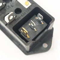 Conector de Alimentación CA AC-14-F16 10A 3 en 1 con Fusible, Interruptor Basculante y Pin con Orejeta para Montaje en PCB