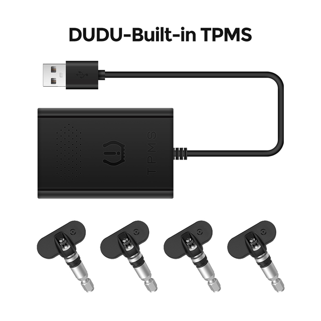 DUDUAUTO Car TPMS Tire Pressure Monitoring System HD Digital LCD Display Auto Alarm Tool USB 4 External or Built in Sensors