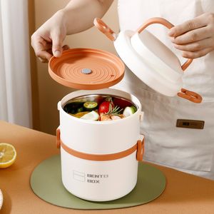 काम या स्कूल खाद्य भंडारण कंटेनरों के लिए हैंडल के साथ पर्यावरण के अनुकूल स्टेनलेस स्टील इंसुलेटेड लंच बॉक्स - Product Image 5