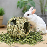 Jouets à mâcher pour hamster et lapin Birdstory, en herbe naturelle tissée à la main, pour nourriture et collations, 17x17cm, nettoyage des dents