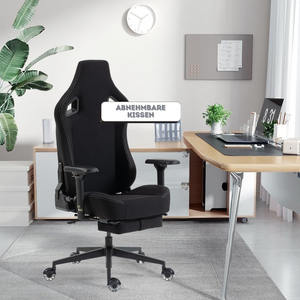 Silla de Juego para Computadora en Oferta, Silla Ergonómica para Videojuegos y Oficina con Reposapiés, Tapizada en Tela Negra - Product Image 5