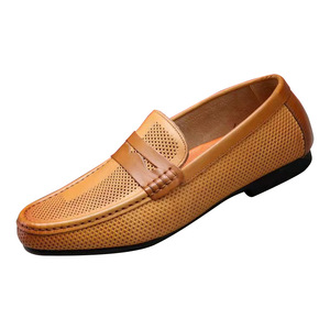 Mocassins pour hommes en cuir véritable, bout rond, respirants, chaussures décontractées d'été, semelle extérieure en caoutchouc, semelle intermédiaire en EVA - Product Image 5