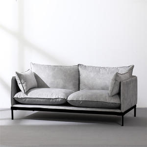 Gray Fabric <b>Sofa</b> Double Seat Nordic Minimalist Design Brushed Sueded U Shape Living Room Furniture - Product Image 1