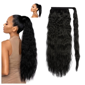 Clip droit dans la queue de cheveux faux postiches pour les femmes noires noir Ombre brun <span class=keywords><strong>couleur</strong></span> coiffure synthétique queue de cheval Extension de cheveux - Product Image 1