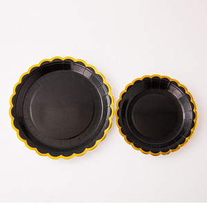 Padi <b>Disposable</b> Paper <b>Plates</b> Gold Trim 7 Inch Modern Simple Style For Party Wedding Birthday - Product Image 5