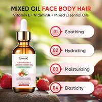 Minyak Kelapa Strawberry Pelembap Tubuh dengan Vitamin E Minyak Mandi Melembapkan Minyak Tubuh untuk Pijat Relaksasi Rambut
