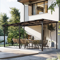 10 x 14 Fuß Wandmontierte Pergola Metall-Markise mit Dach für Terrasse, Deck und Garten