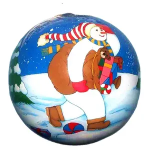 雪人主题手绘圣诞玻璃球供应商