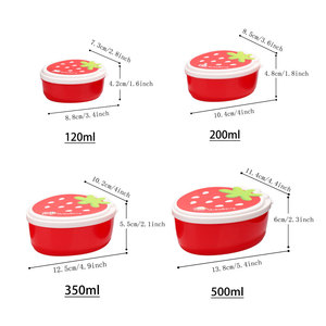 BPA Miễn Phí 4 Pcs Set Phim Hoạt Hình Snack Hộp Dâu Tây Hình Dạng Mini Kẹo Boxes120ml + 200Ml + 350Ml + 500Ml Nhựa Thực Phẩm Lưu Trữ Container - Product Image 2