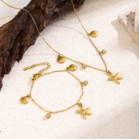 Bracelet style océan avec coquillages, étoiles de mer, zircon, petites perles, breloques, bijoux, bracelet anti-ternissement TGSL3584