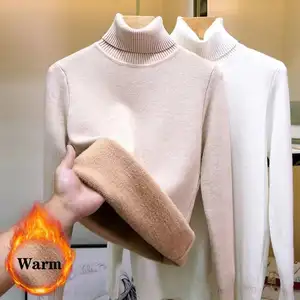 Winter Sweater Women Elegant Thicken Velvet Lined Warm Sueter Knitted Pullover Slim Tops Jersey Knitwear Jumper