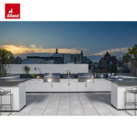 Armoire de cuisine extérieure modulaire en forme de U Alland Shaker, écologique, résistante aux intempéries, design simple, pour barbecue, jardin, polyvalente