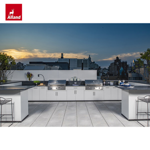 Armoire de cuisine extérieure modulaire en forme de U Alland Shaker, écologique, résistante aux intempéries, design simple, pour barbecue, jardin, polyvalente - Product Image 4