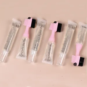 Custom Hair Styling Edge Control Baby Hair Gel Brush Squeeze Tube 10ml Quick Holding Gel For Black Women