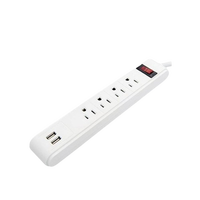 Stop Kontak Ekstensi 4 Lubang dengan Pelindung Lonjakan Arus dan USB, Harga Kompetitif, ETL 125V, 3 Kaki