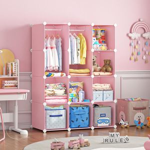 <b>Pink</b> Modern Extendable Foldable Plastic Wardrobe Storage <b>Box</b> Cube Kids Assemble Portable Hospital Closet Organizer Workshop - Product Image 3