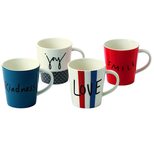 Ensemble de 4 tasses et mugs à café en céramique, colorées et décorées, pour la maison - Product Image 3