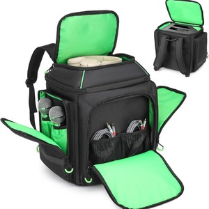 Outdoor Portable Bluetooth <b>Speaker</b> Bag 20L Black Polyester Travel Storage Backpack <b>Microphone</b> Carrying Case - Product Image 1