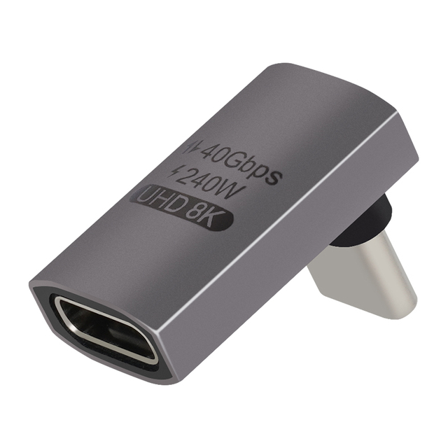 VCOM USB4 Type C Male to Female Connector Aluminum Alloy L-Shape 240W PD Charging USB-C Adaptor