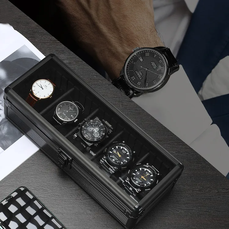 Dropshipping Luxury Aluminum Alloy Wrist Watch Box Watch Display Case Organizer