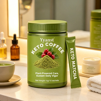 Café Keto Maca Instantané en Poudre pour Adultes, Marque Privée OEM, Supplément Naturel pour la Kétose et la Vitalité, 10g*10 Sachets, Pot Vert Frais