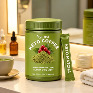 Café Keto Matcha en Polvo Instantáneo de Marca Privada OEM, Suplemento Natural para la Cetosis, 10g*10 Sobres, Frasco Redondo Verde Fresco - Product Image 4
