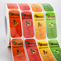 Aangepaste fruit sapfles etiket waterdichte vinyl logo stickerdruk milieuvriendelijk biologisch afbreekbaar etiket voor glazen en plastic flessen