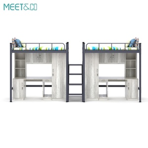 Lit superposé en métal taille double avec bureau, étagères de rangement, échelles latérales et caractéristiques de sécurité améliorées pour l'école, la chambre et l'hôtel - Vente chaude - Product Image 4