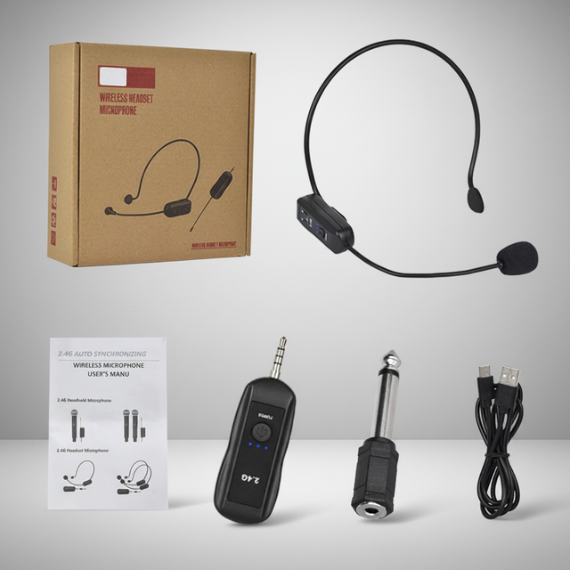 2.4G Wireless 3.5mm/6.5mm Connector Handheld Microphone Loudspeaker Headset System LED Lights Noise Cancelling for Church