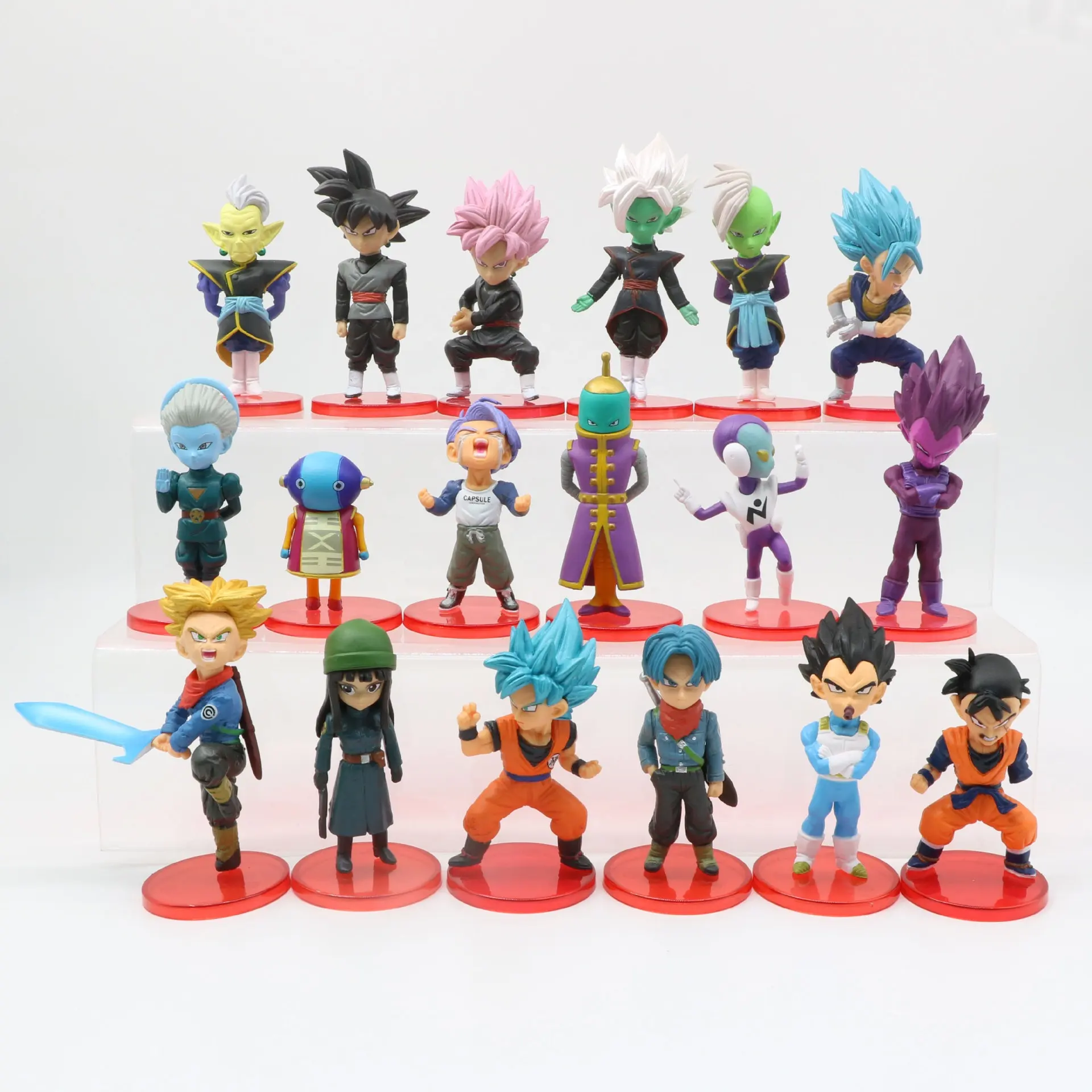 TYP3333 6-9cm Spot all'ingrosso 18 pz in 1 set DRAGON ball action figure Son Goku figure Bejita Yonsei modello giocattoli