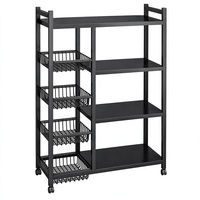 Chariot utilitaire à 4 niveaux avec tiroirs coulissants, pour la maison, la chambre, l'auberge, le dortoir, avec roulettes mobiles, accessoires modernes et pratiques, 90 cm