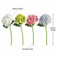 Fleur artificielle en soie d'hortensia à branche courte bleue 35 cm – Décoration moderne pour la maison et les mariages