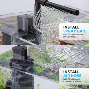 Filtro de Acuario de 2 Vías Seaoura SR-702A, Modo Lluvia y Aireación, Filtro Sumergible Interno para Peceras Pequeñas - Product Image 6