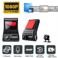 Caméscope DVR de voiture OEM Enregistreur vidéo boîte noire Mini Dash Cam pour voiture Caméra à 3 objectifs Enregistrement en boucle 24 heures Surveillance du stationnement